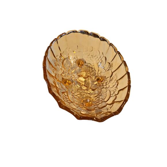 Vintage Pink Depression Glass Footed Bowl - Scalloped Edge Floral Pattern 1930s - Picture 7 of 9